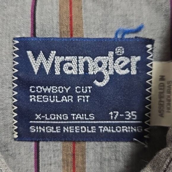 Wrangler Pearl Snap Western Shirt 17 Long Tails XL. - Picture 4 of 11